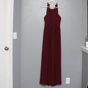 Levkoff burgundy bridesmaid formal dress